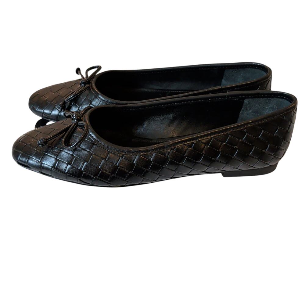 NIB Schutz Evereve Women's Sz 6 Arissa Woven Ballet Flat Slip On Leather Shoes - Picture 2 of 10